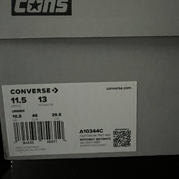 Converse Fastbreak Pro Mid Size 11.5 White Best Zest A10344C - New Damaged Box - Picture 7 of 7